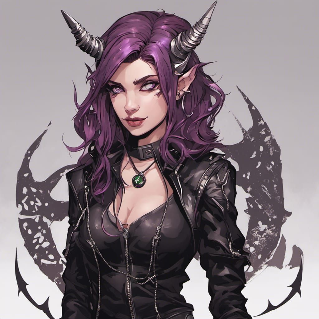 Cinematic 3D Demon Girl with Metal Accents