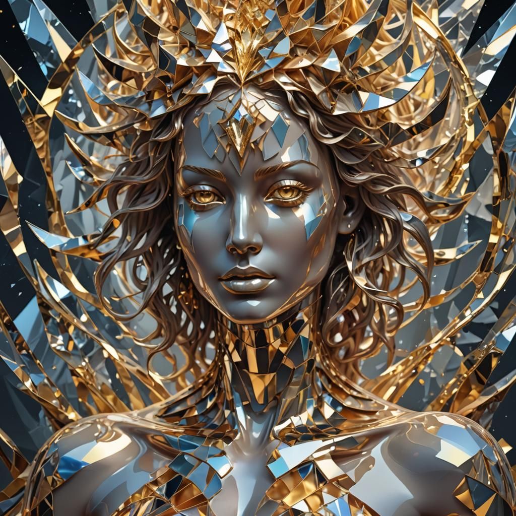 Crystalline Woman: Holographic Cosmic Astral Illustration