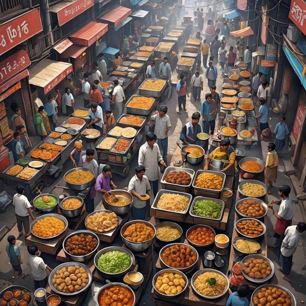 Indian Street Food in 3D Anime Art