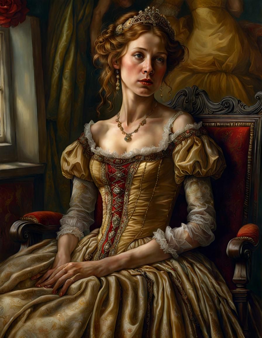 Renaissance Woman in Gown: Photorealistic Masterpiece