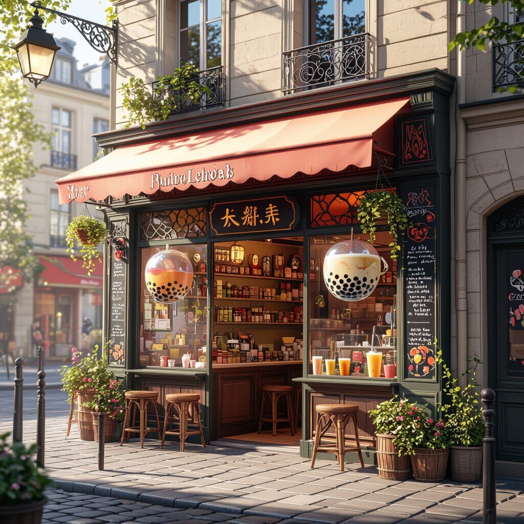 Paris Bubble Tea Shop in Deep Colors