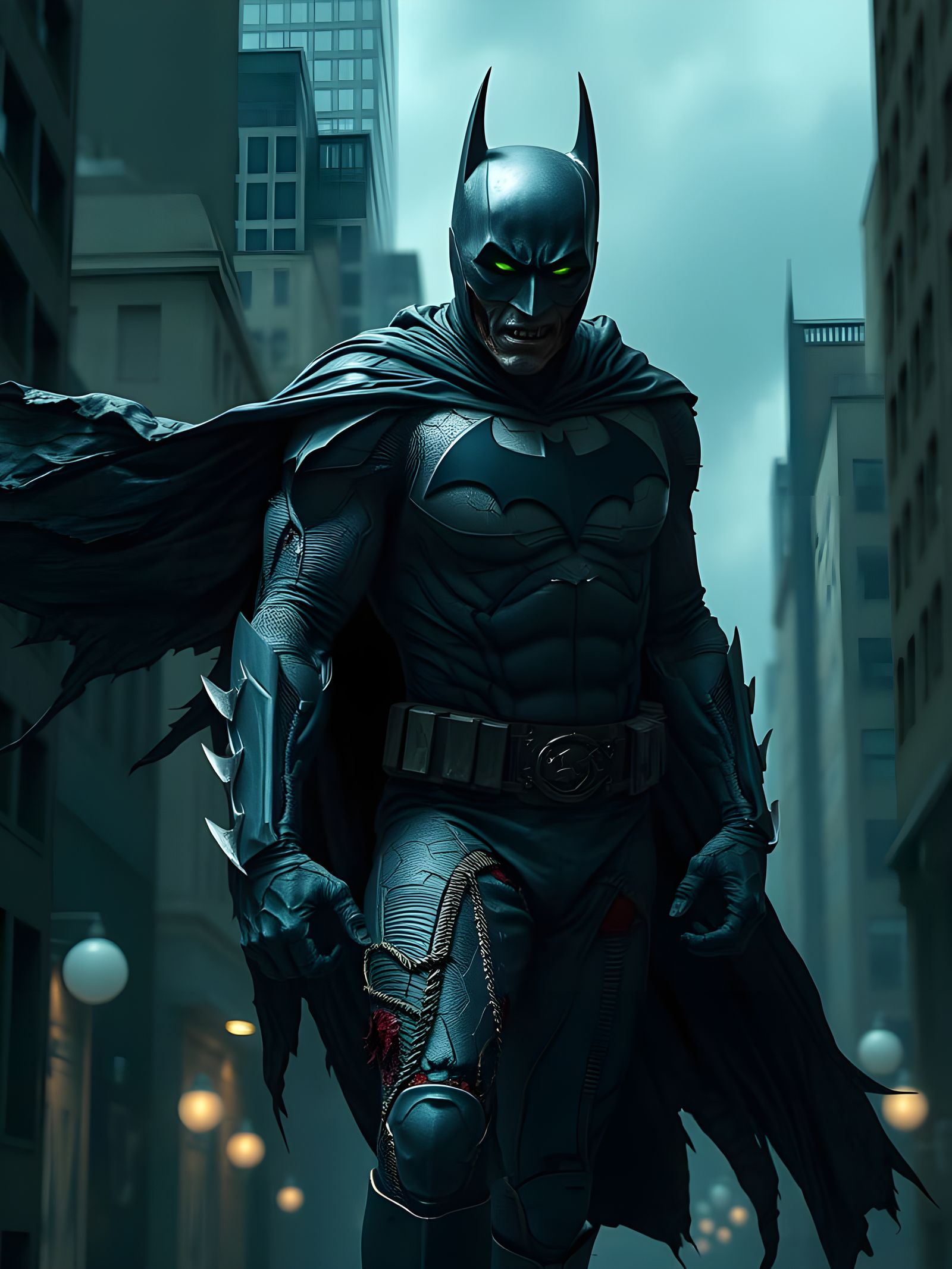 Zombie Batman Horror in Detailed Matte Painting