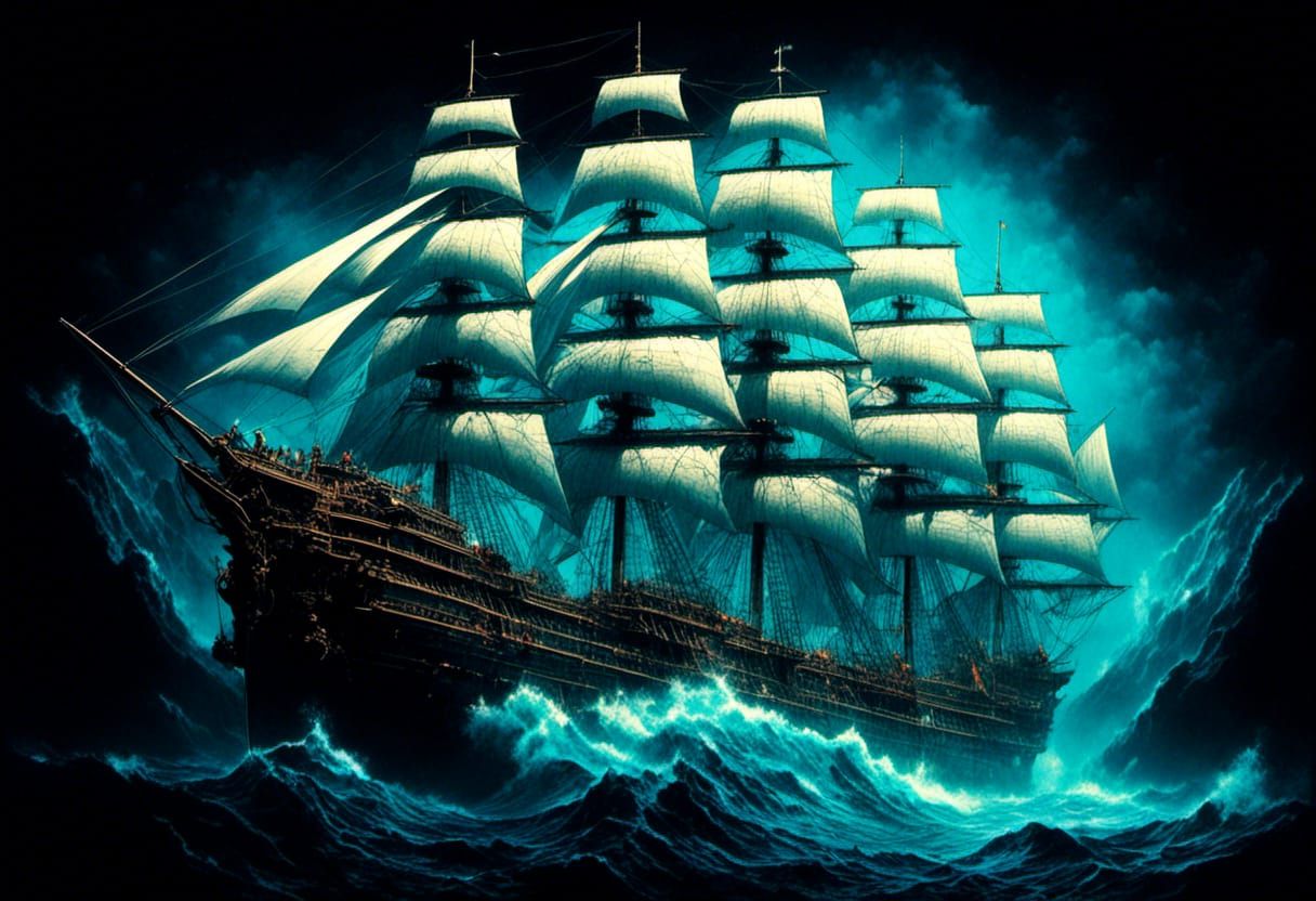 Galactic Pirate Ship Double Exposure Portrait