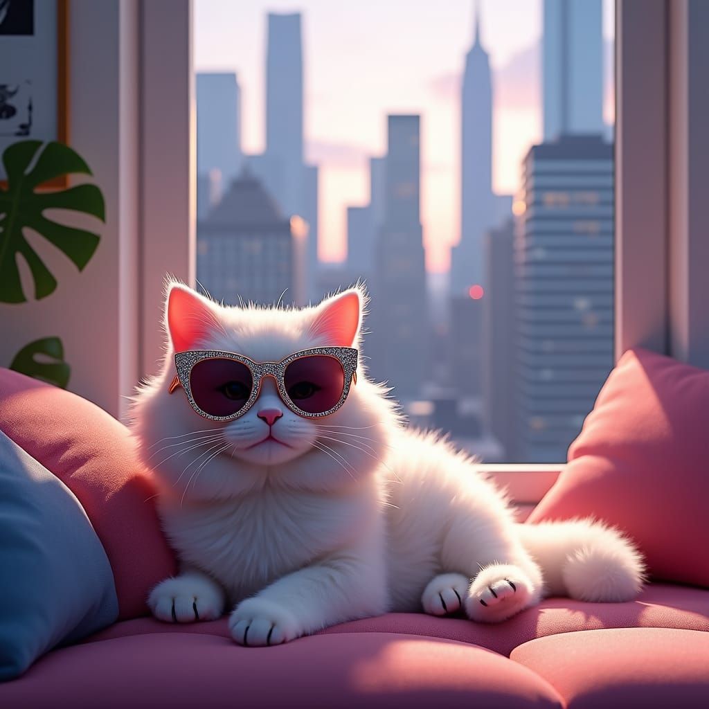 Ragdoll Cat Lounging in New York City Apartment