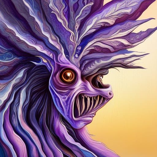 Purple Alien Biology in Mixed Media