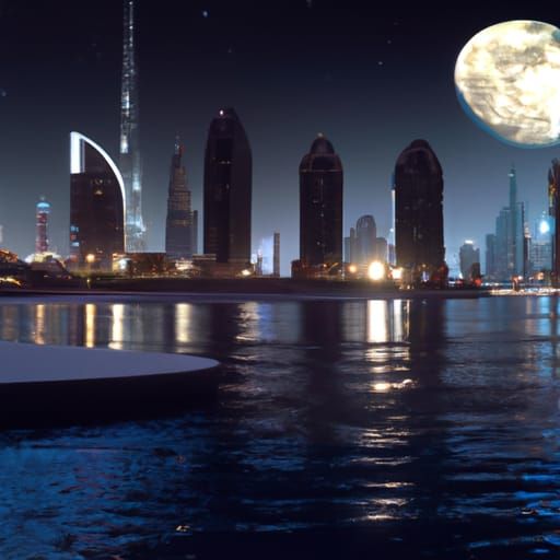 Dubai-like Metropolis at Night: 8K Detailed Matte Painting