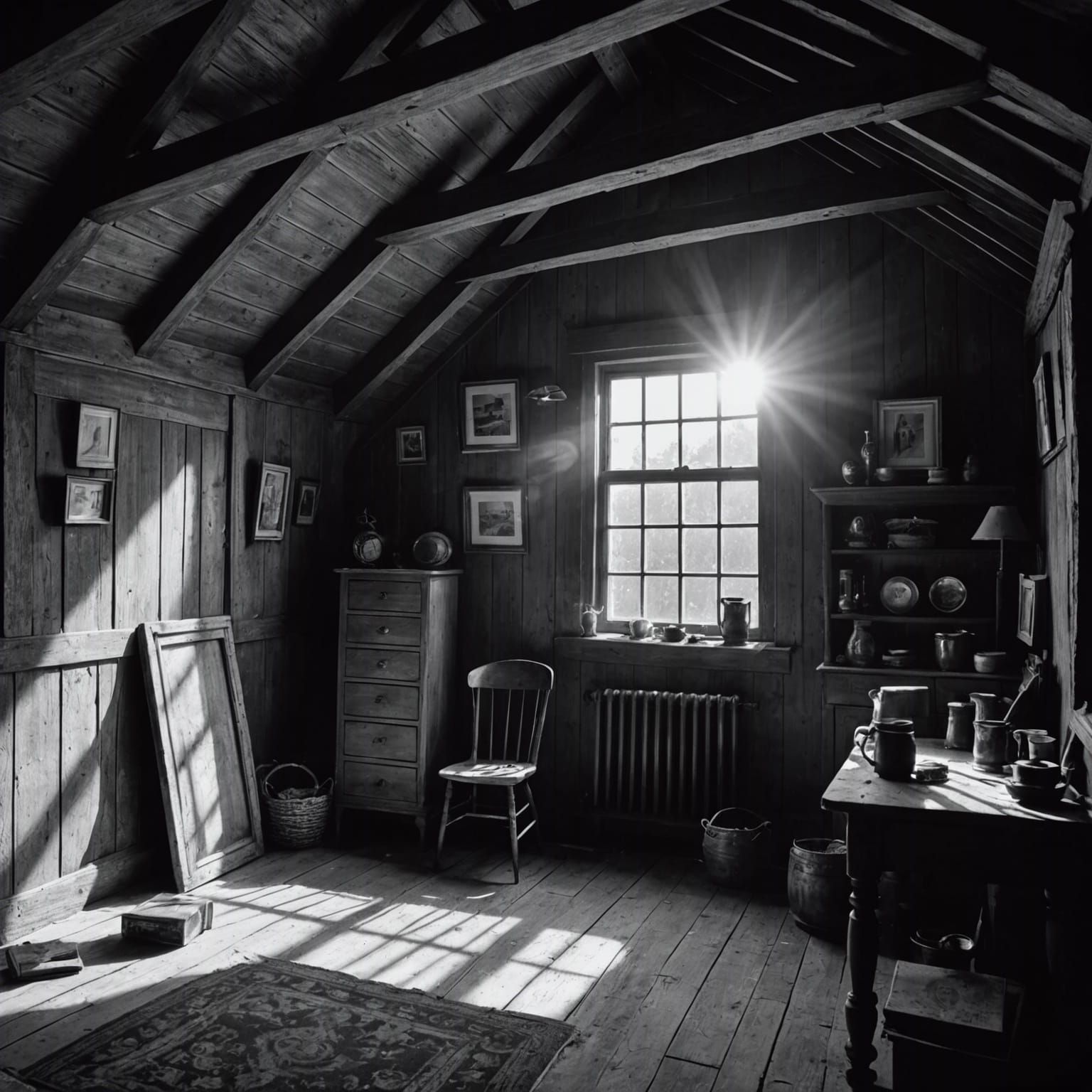 Dusty Attic Antiques in Black and White