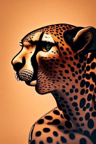 Hyperrealistic Boxer in Cheetah Print Clothing