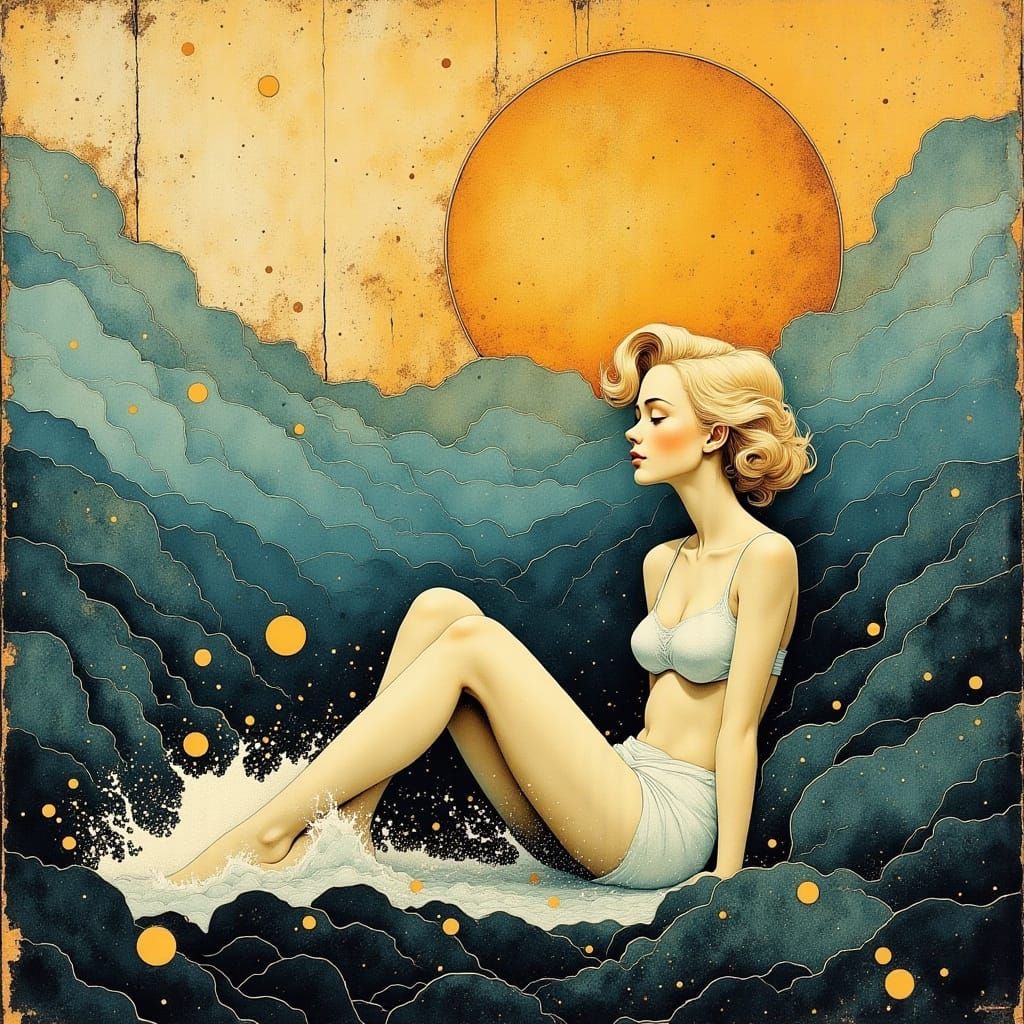 Marilyn Monroe in Neo-Impressionist Style, Surrounded by Oce...