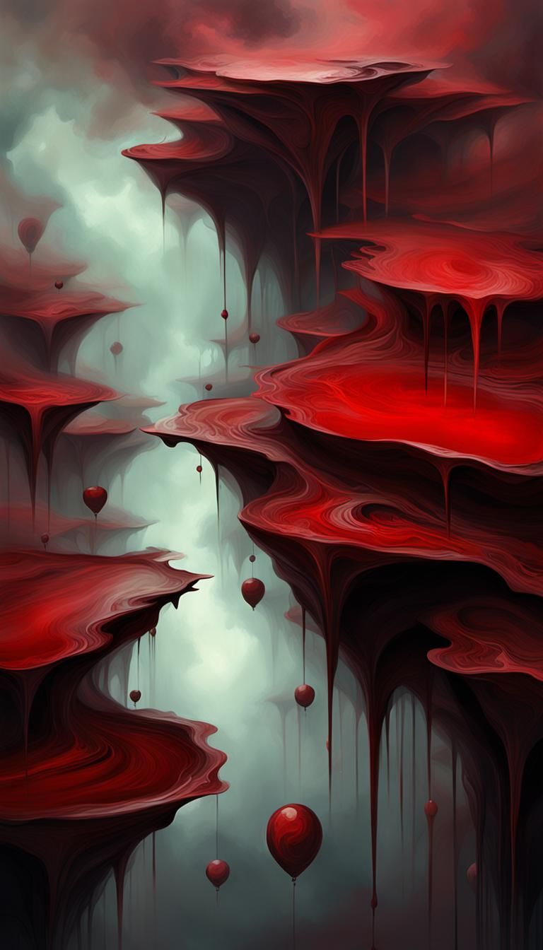 Ethereal Abstract Art in Chocolate and Crimson
