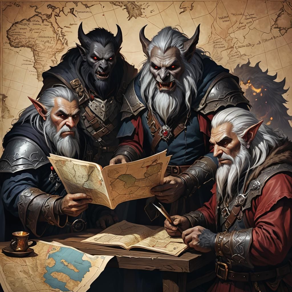 Fantasy Team Plots Adventure in Hyperrealistic Style