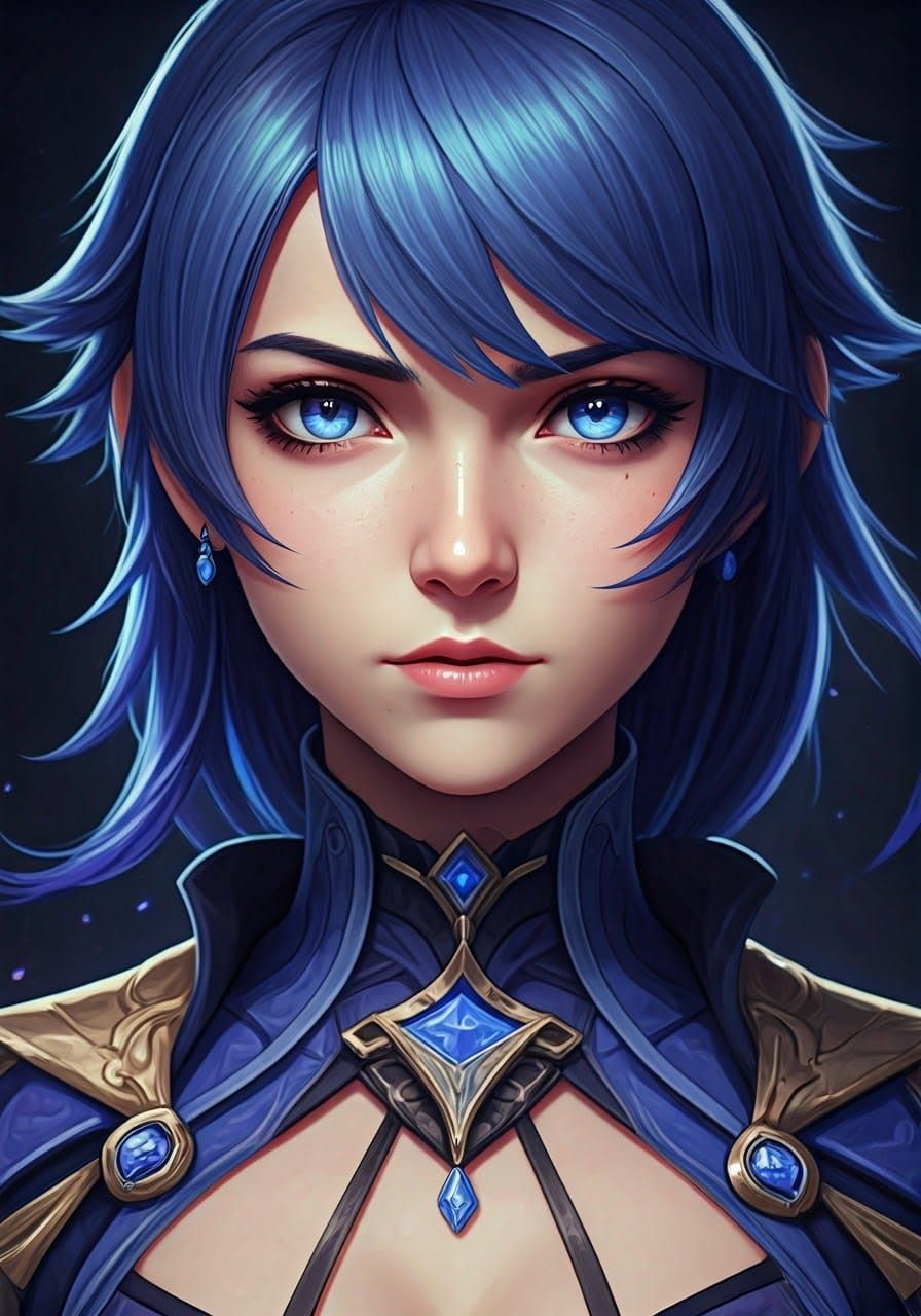 Yelan Genshin Impact Portrait in Art Nouveau Style