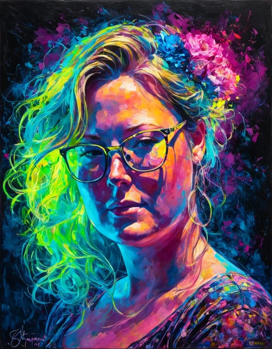 Vibrant Neon Portrait in 80s Style