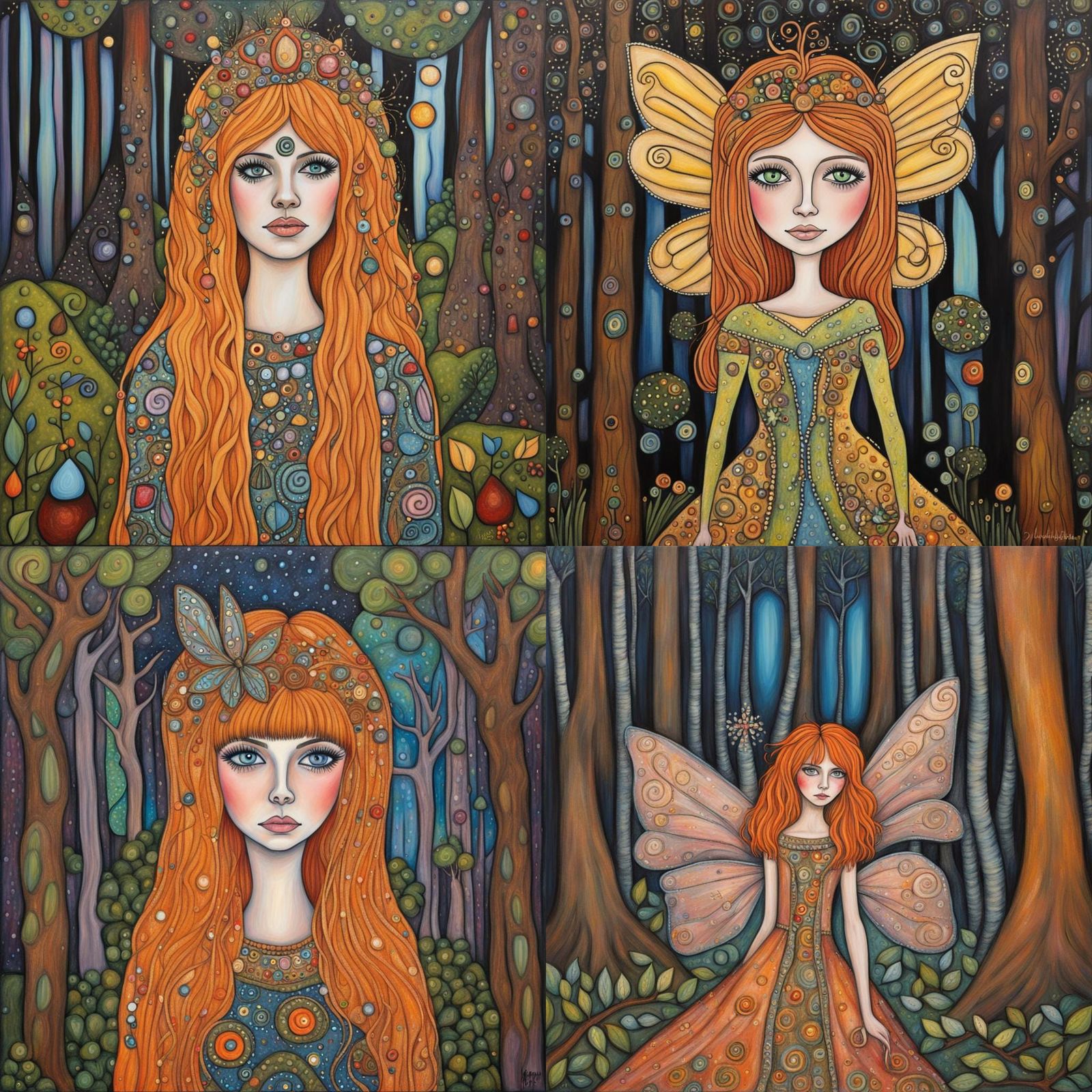Folk Art Fairy in the Woods with Pastels
