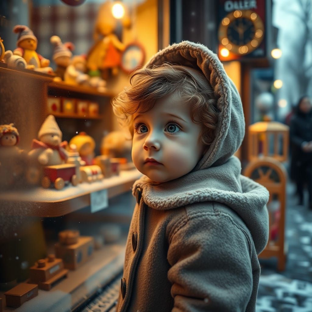 Whimsical Winter Moment of Childhood Wonder