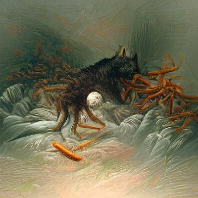 Cordyceps Fungi Horror Art: Wolf Transformation
