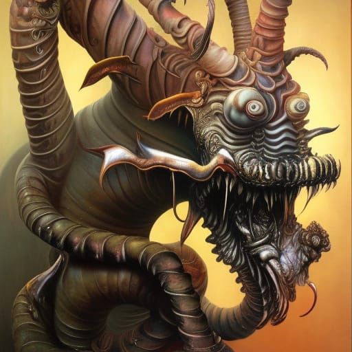 Terrifying Metallic Furry Creature: Intricate Distorted Pain...