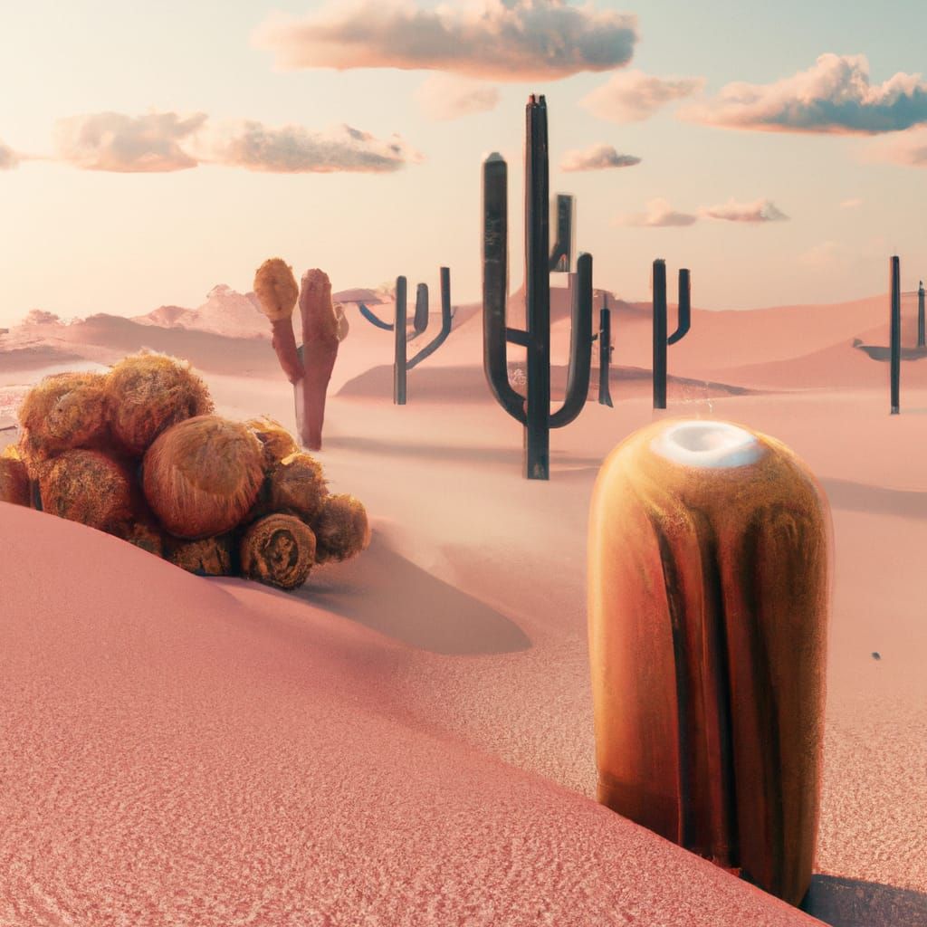 Golden Hour in a Hyperrealistic Desert Dreamscape