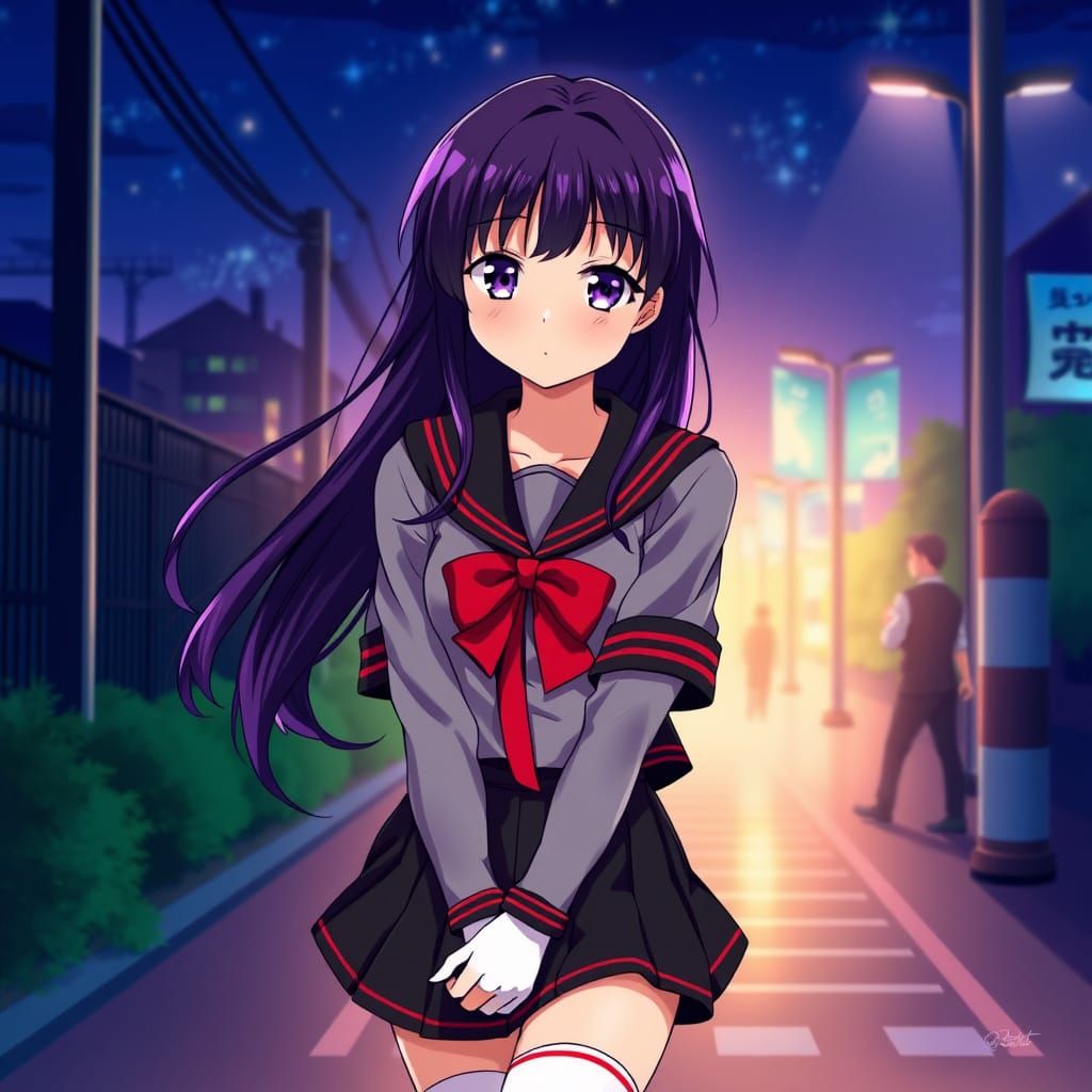 Sailor Mars in Vibrant Anime-Inspired School Uniform
