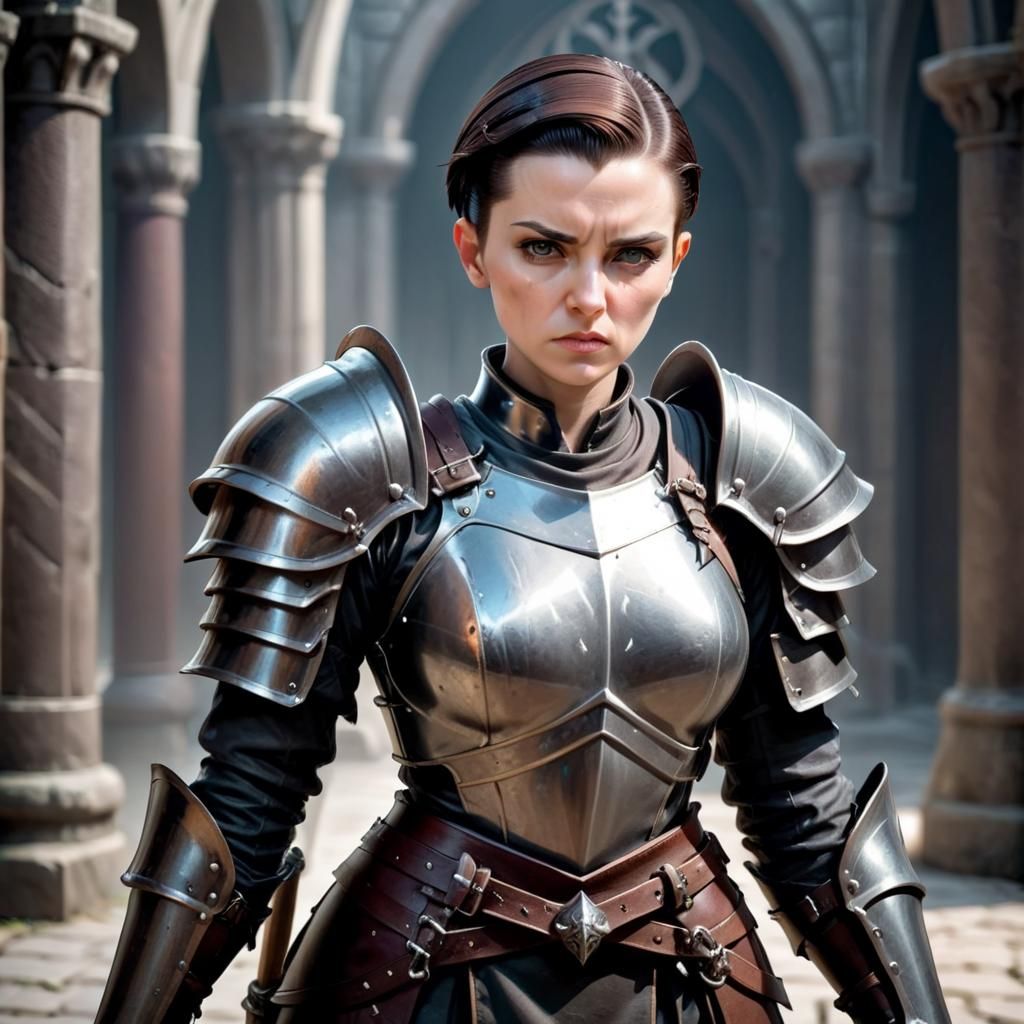 Stern Female Fantasy Cleric with Mace