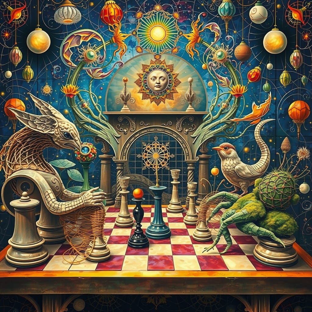 String Woman Kissing Bird: Bio-Art Garden Scene