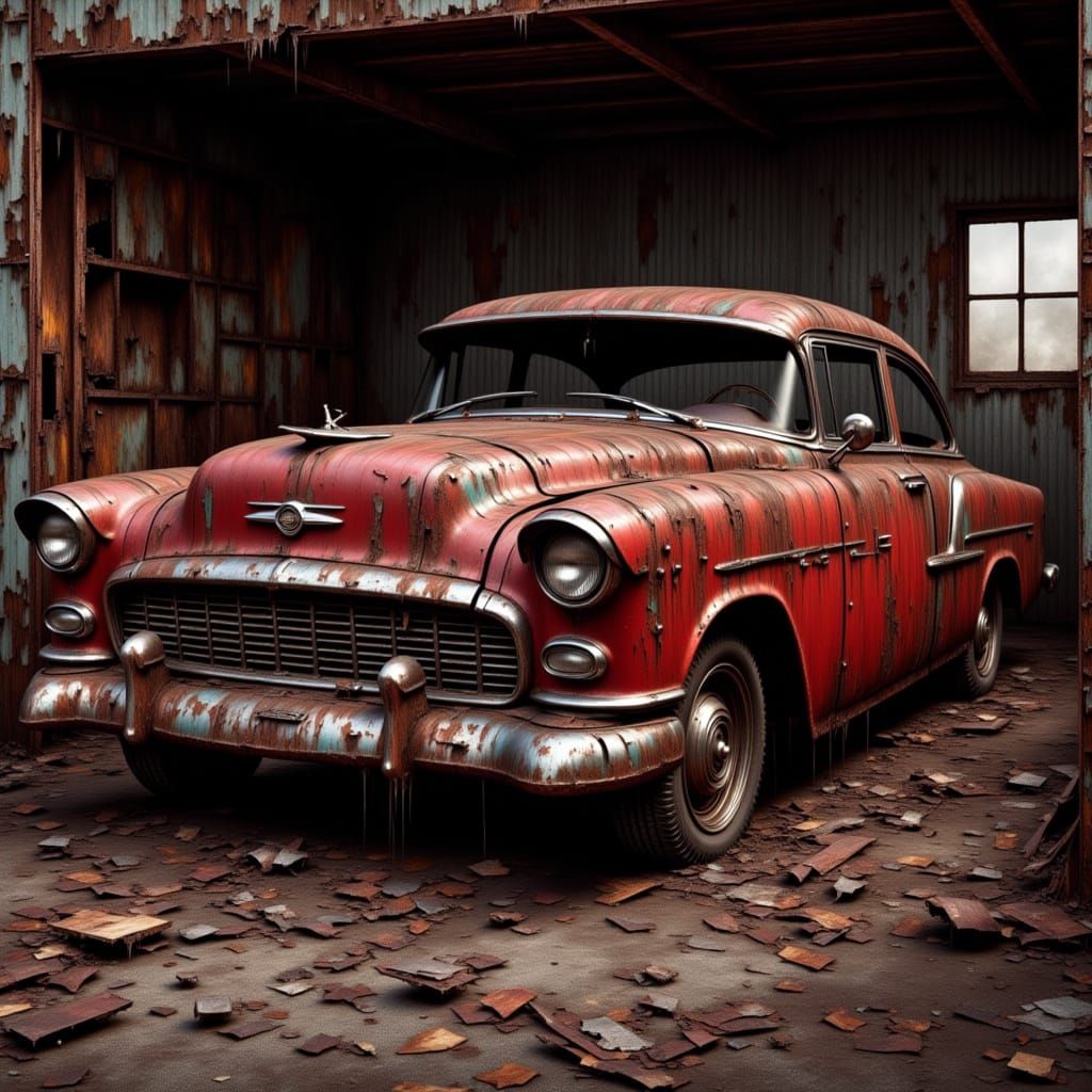 Decayed 1950s Chevrolet Coupe in Photorealistic Detail