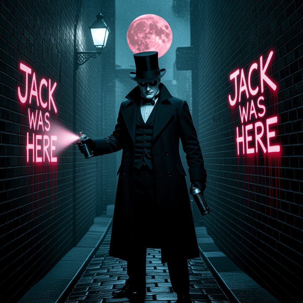 Jack the Ripper Sprays Message in Foggy London Alley