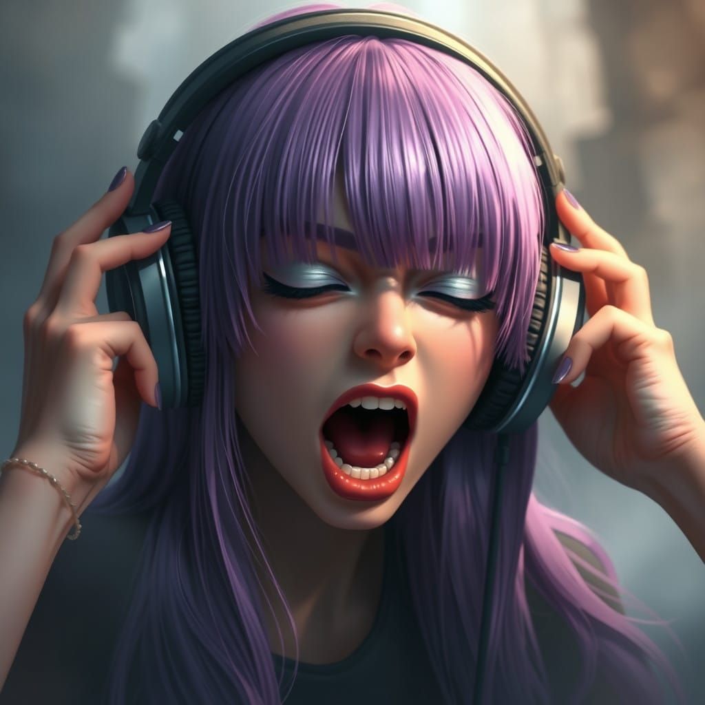 Ethereal Girl Lost in Sonic Vortex