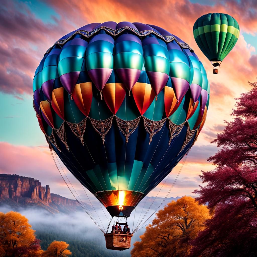 Iridescent Dreamcore Hot Air Balloon in Photorealism
