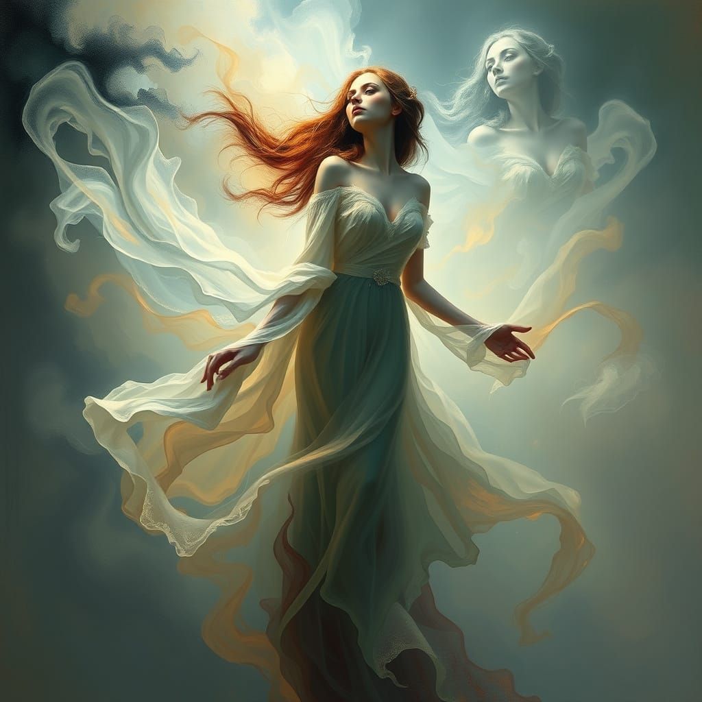 Surreal Woman in Ethereal Mist