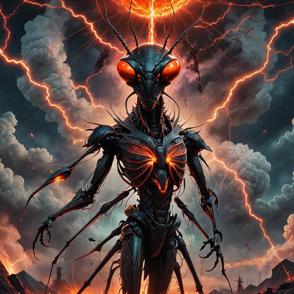 Giant Praying Mantis in Nuclear Apocalypse