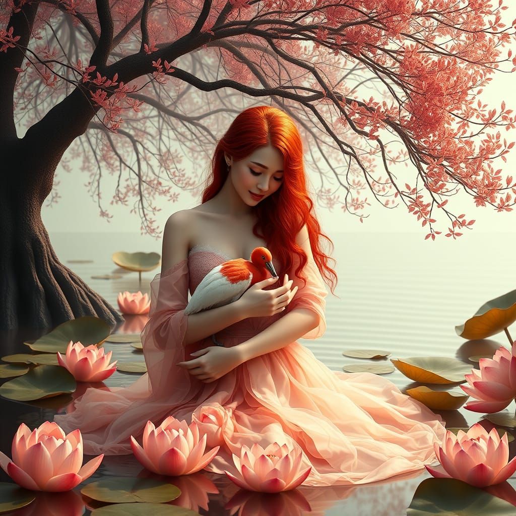 Mystical Princess Enchants with Scarlet Ibis