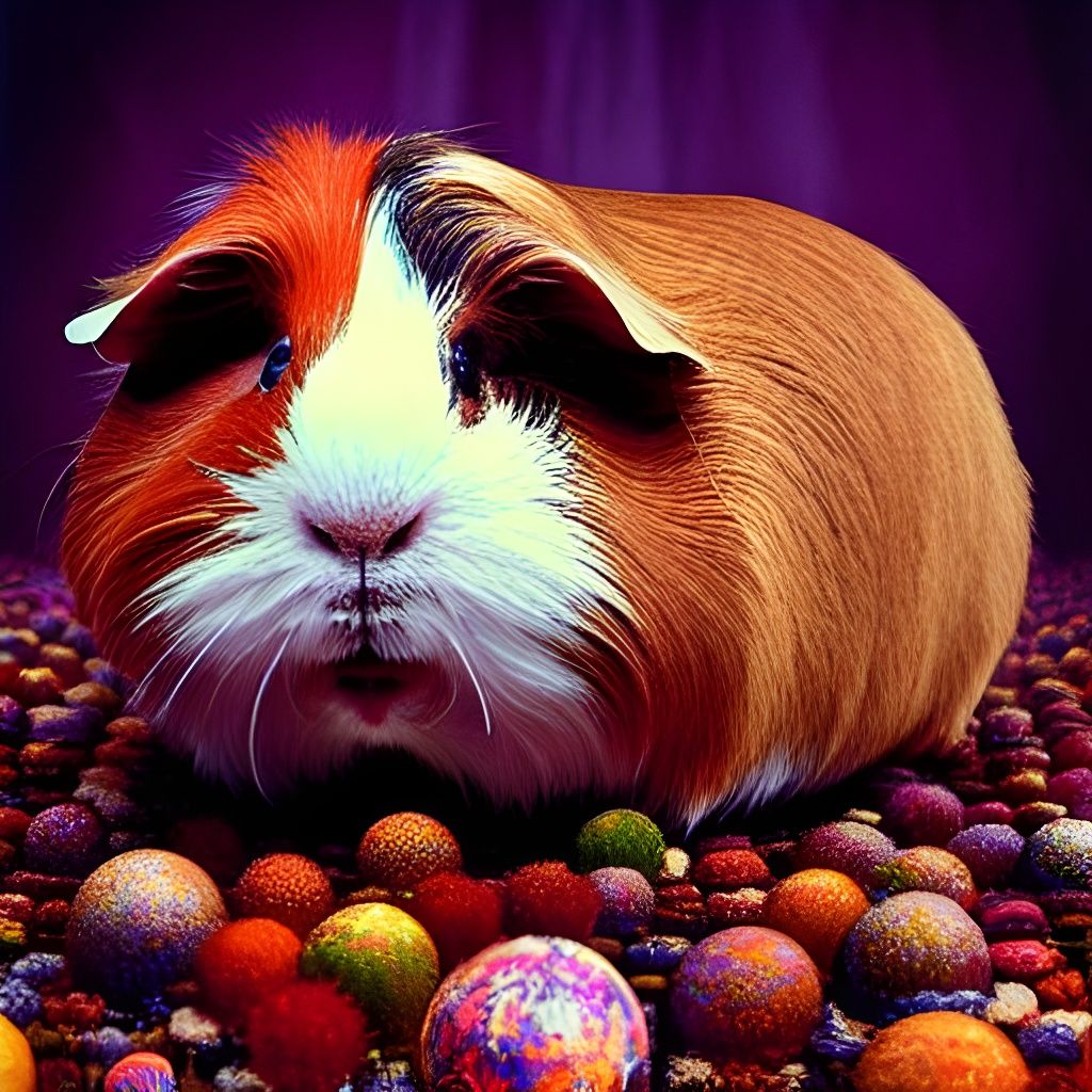 Psychedelic Guinea Pig with Tribble in Horror Neosurrealism