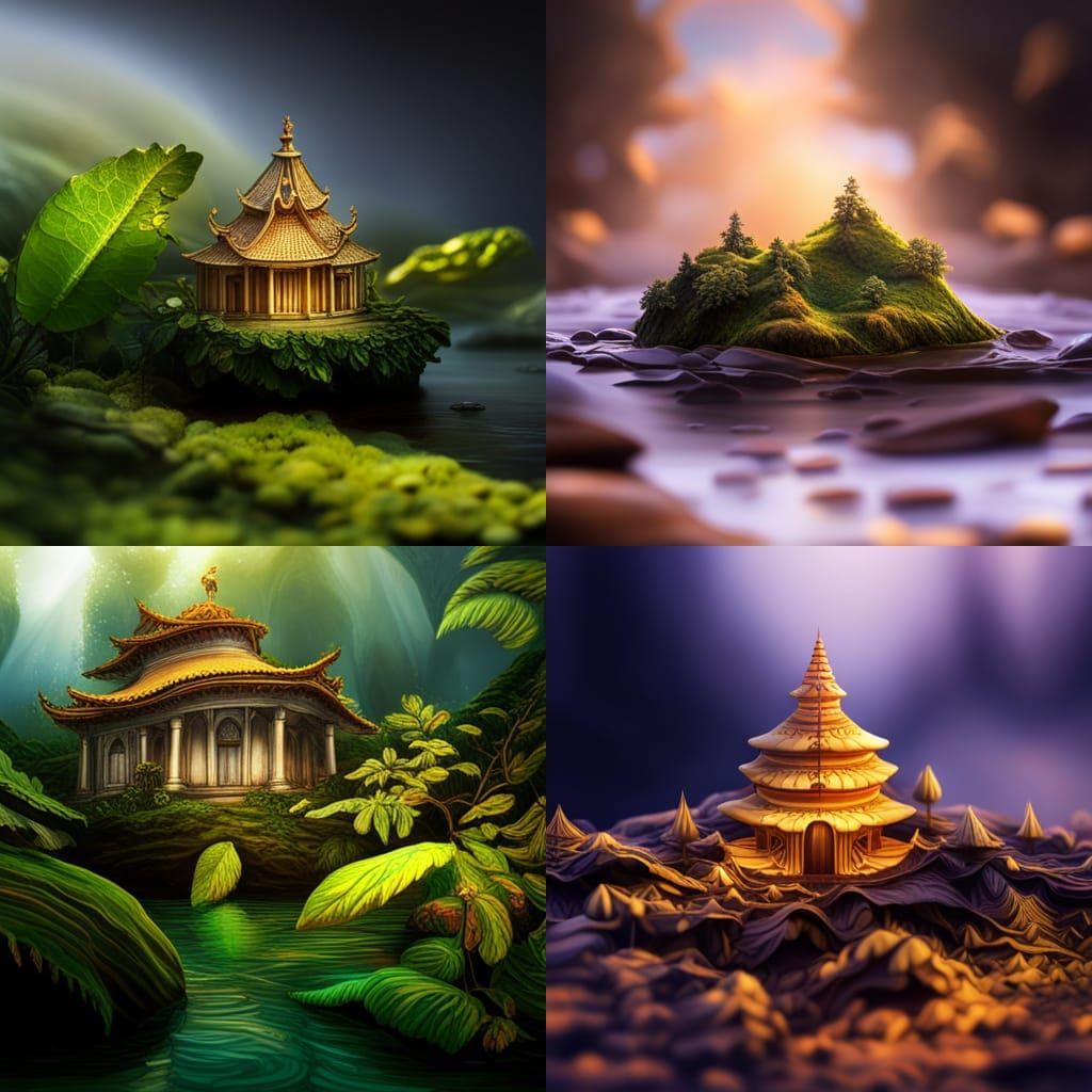 Detailed Macro Photo of Tiny Temple on Leaf