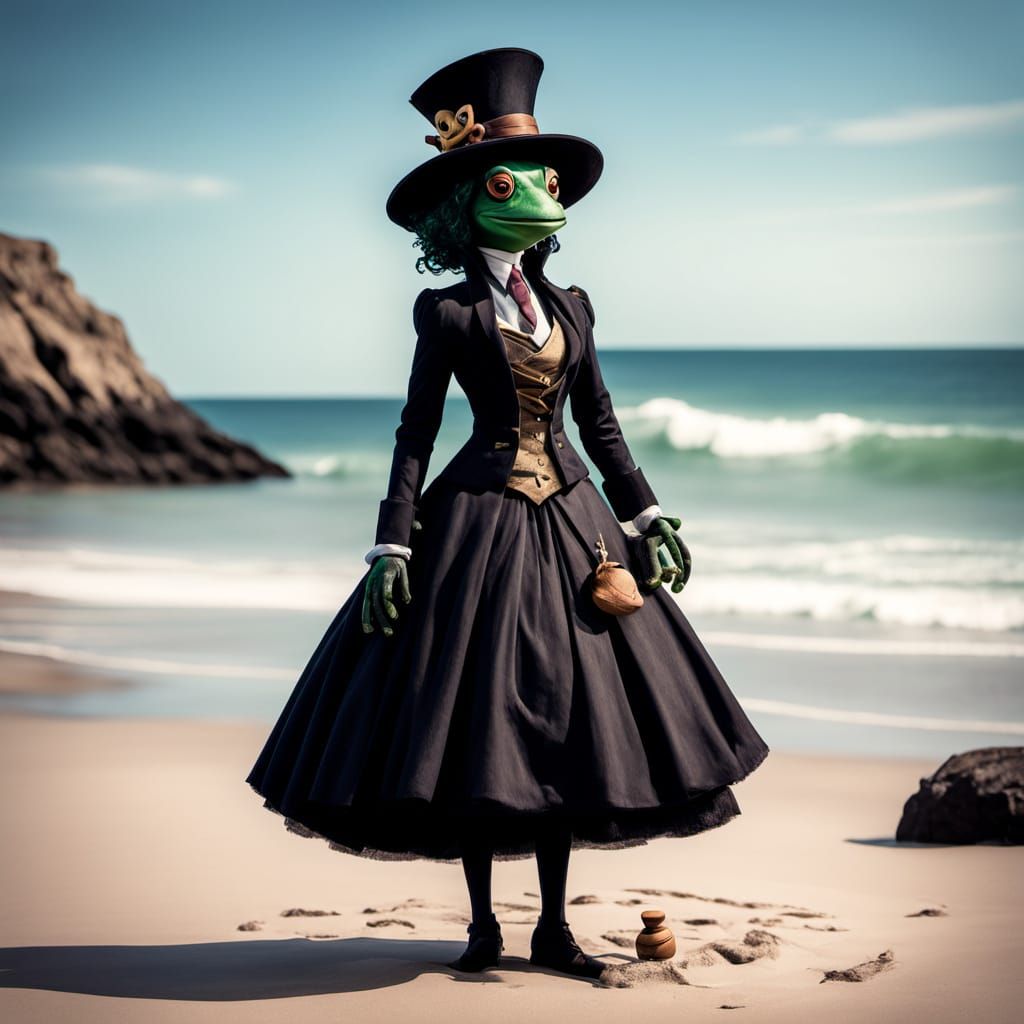 Cartoon Potion Bottle on a Beach in 2D Style