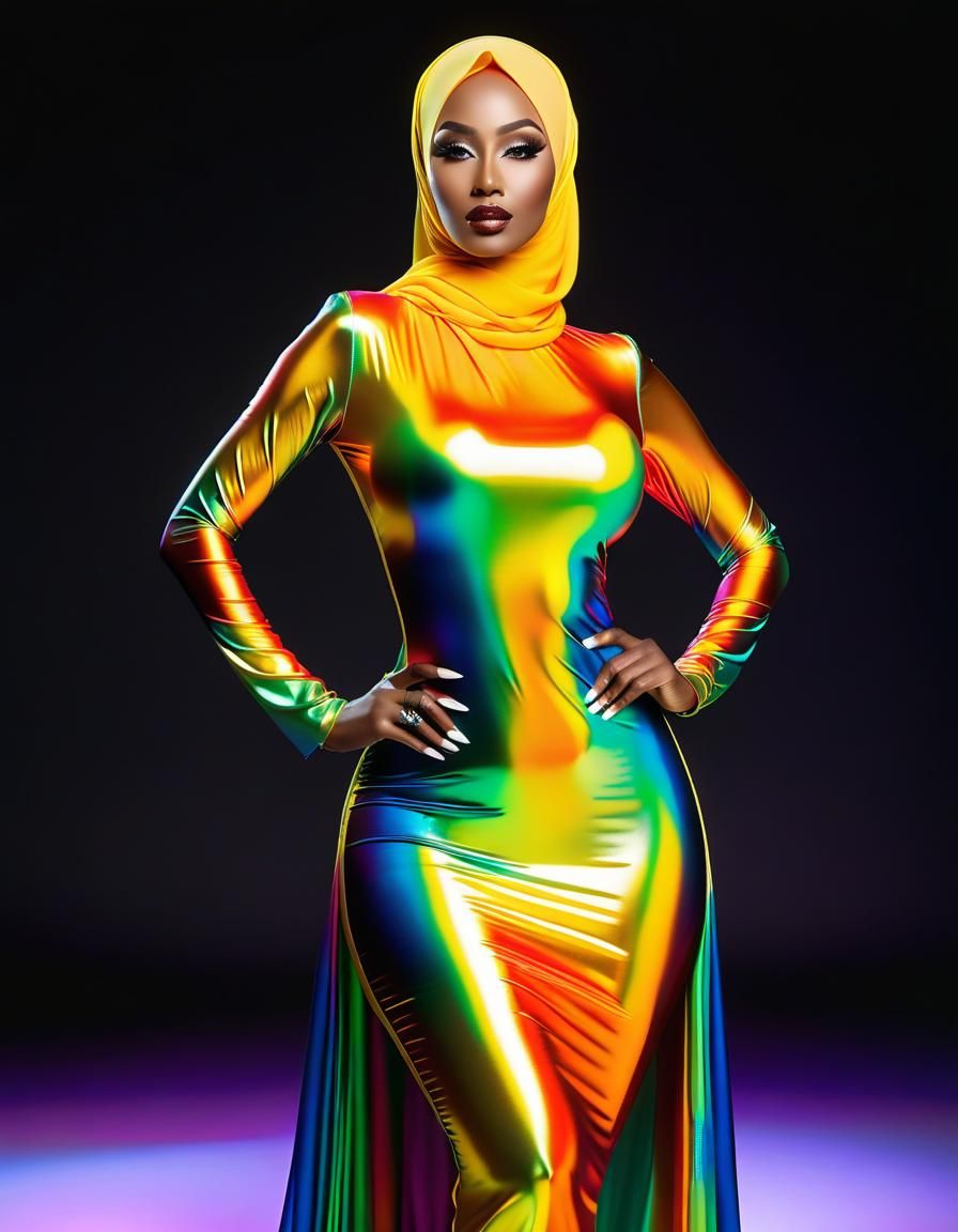 Psychedelic Alcohol Ink Portrait of Woman in Hijab