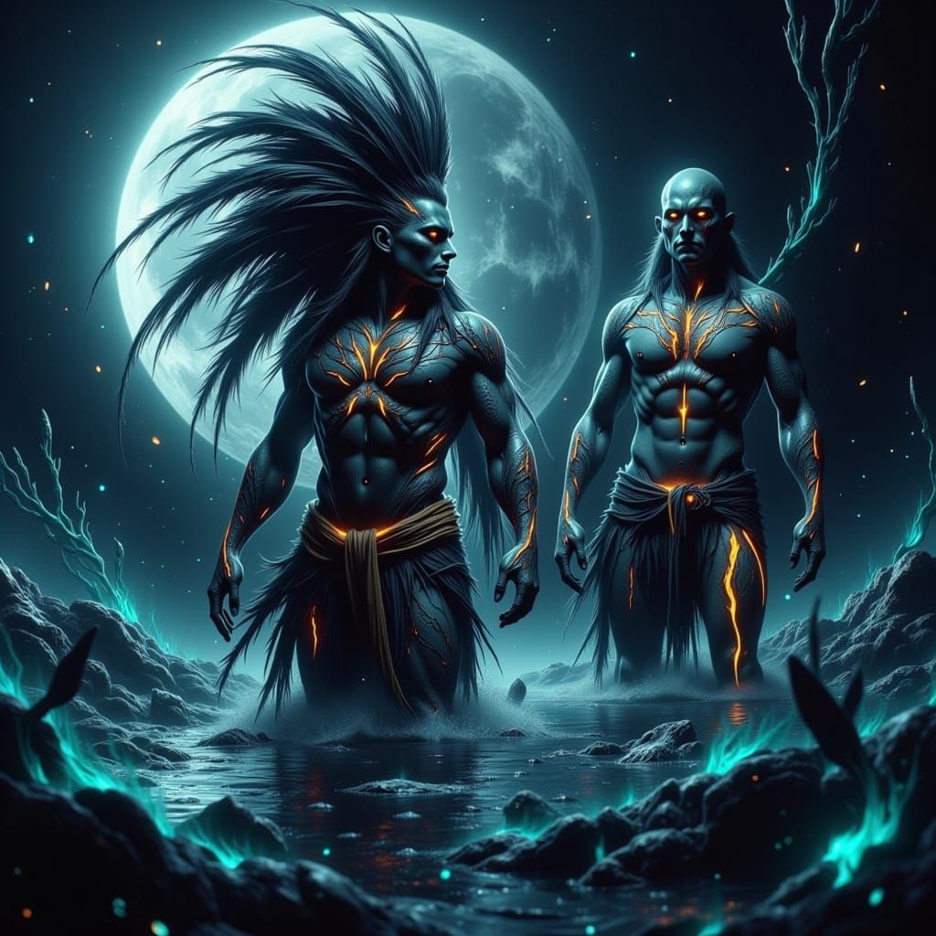 Mythical Quetzalcóatl Figure Emerges from Ocean Waves in Dar...