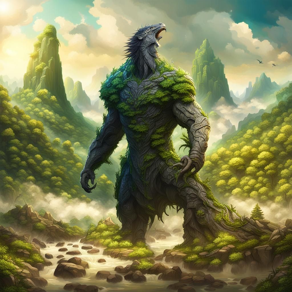 Lush Valley Scene as Detailed Matte Painting