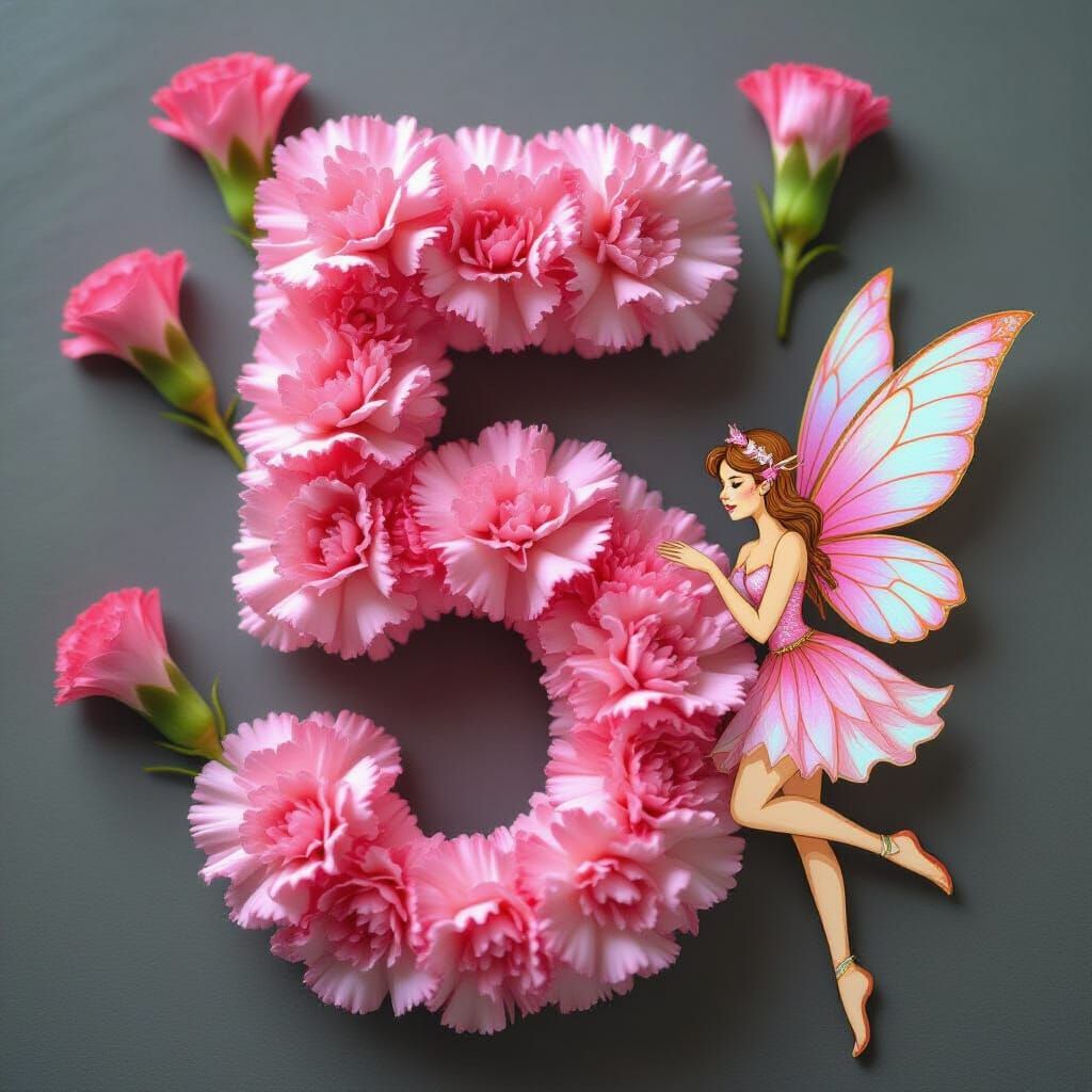 Pink Carnation Number 5 with a Beautiful Fairy