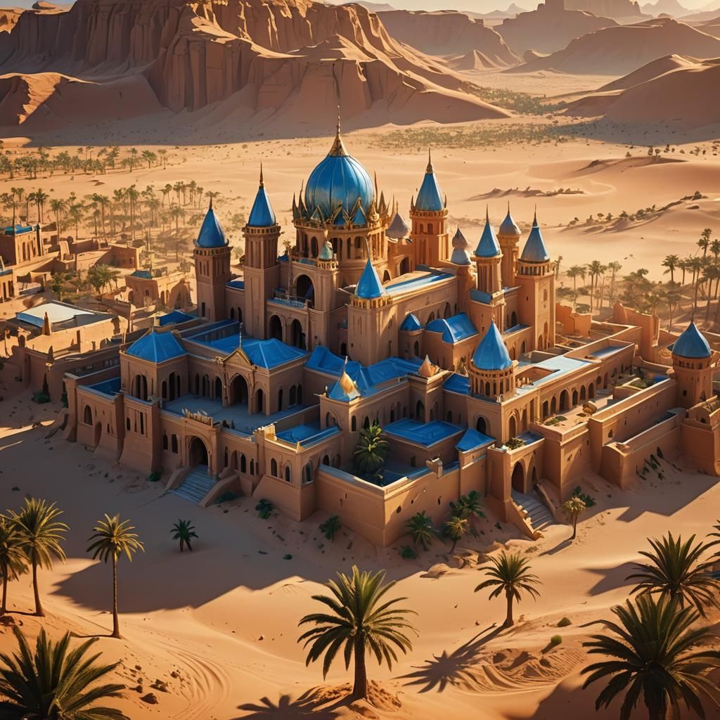 Desert Kingdom: Sandstone Palace in Golden Light