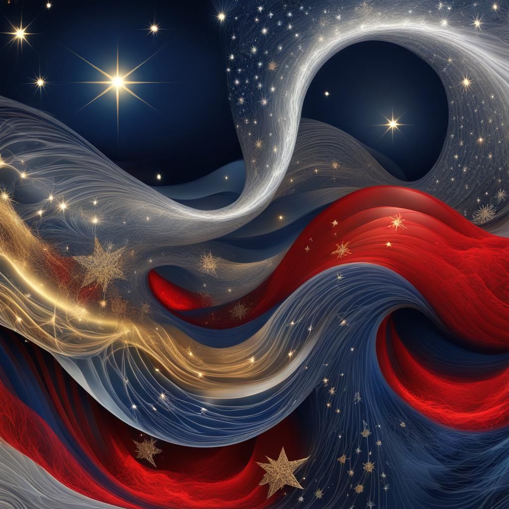 Enchanted Christmas Eve Under Moonlight: Surreal Abstract Ar...