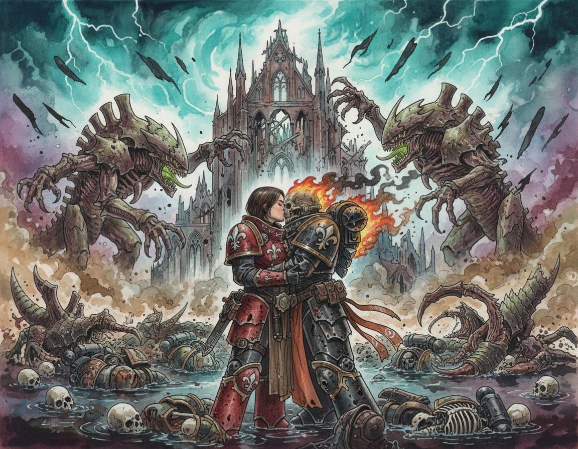 Sister of Battle Embraces Legion Marine Amidst War