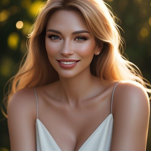 Stunning Woman with Gorgeous Smiling Face in Hyperrealistic ...