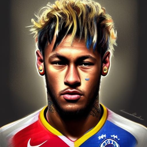Neymar Portrait in Hyperdetailed Art Nouveau Style
