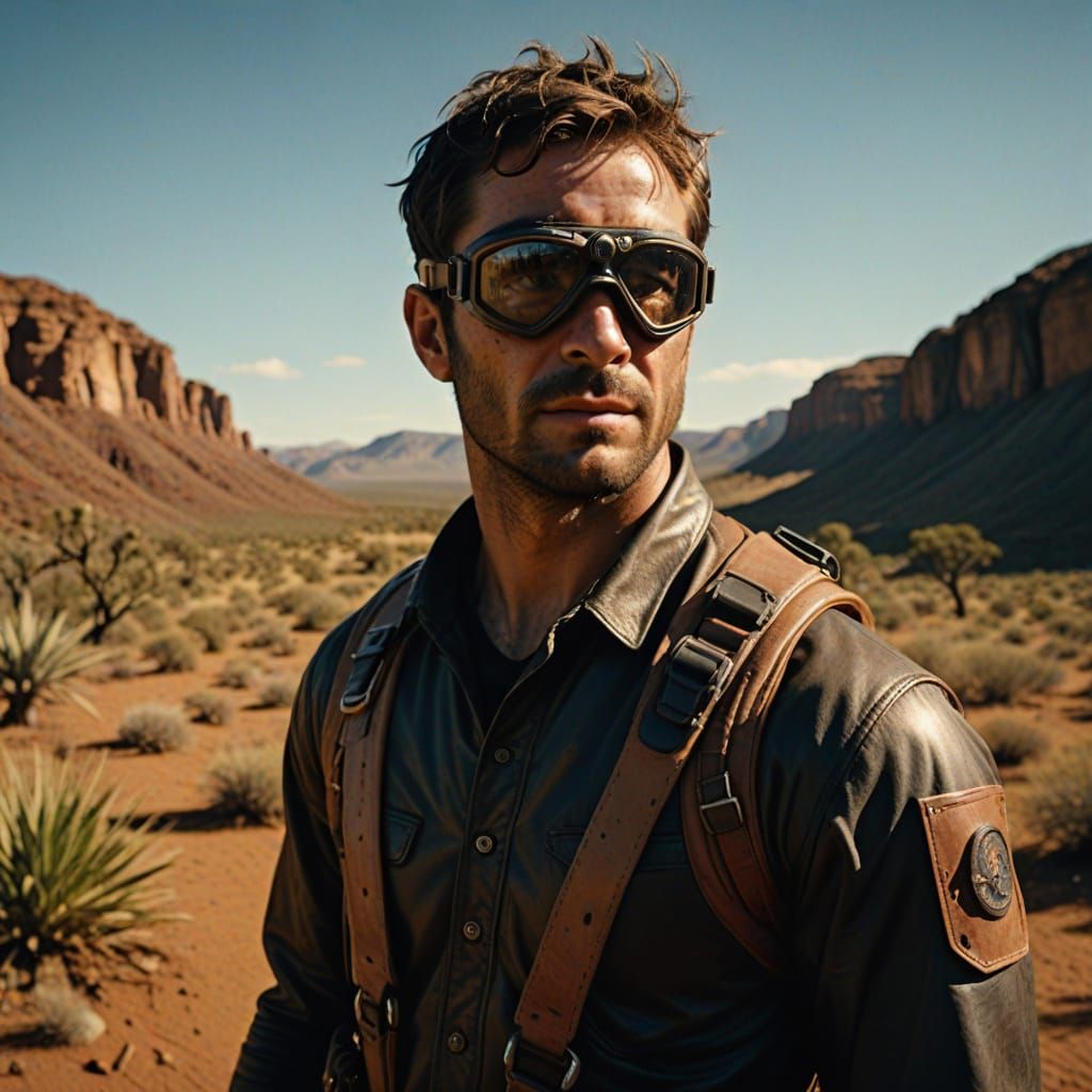 Hyperrealistic Portrait of Australian Man in Boomerang Costu...