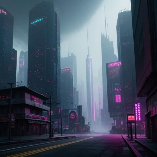 Futuristic Cyberpunk Cityscape in Matte Painting Style