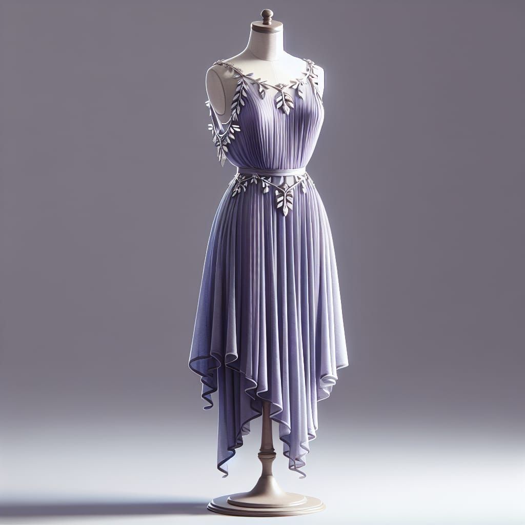 Greek Princess Dress with Silver Leaf Ornaments