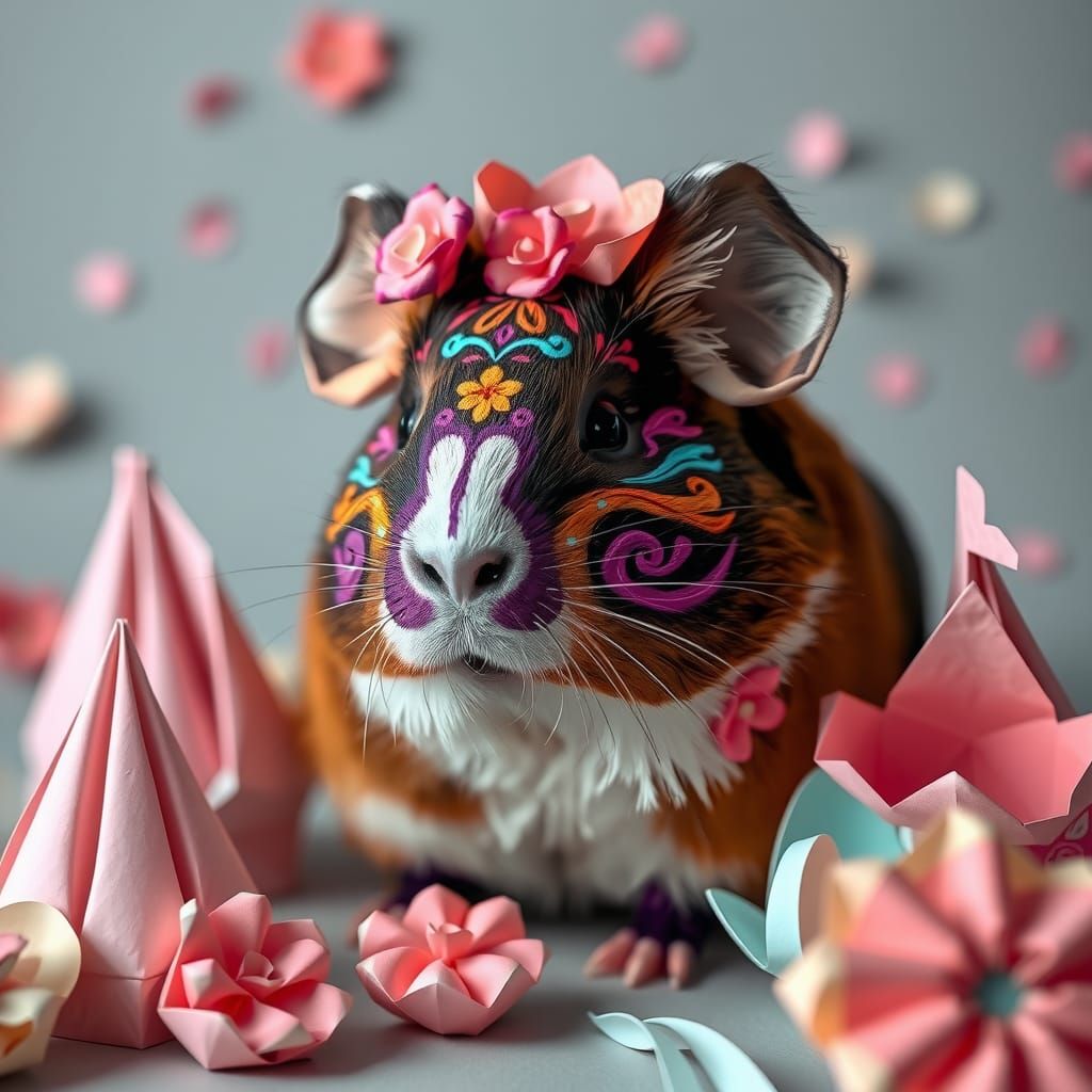 Guinea Pig Celebrates Día de los Muertos in Dreamy Style