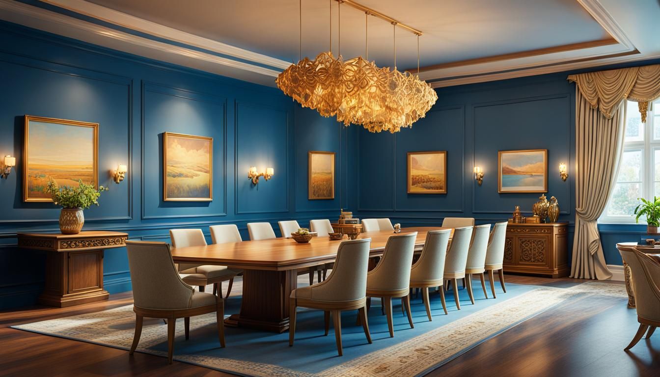 Fantasy Meeting Room with Golden Accents