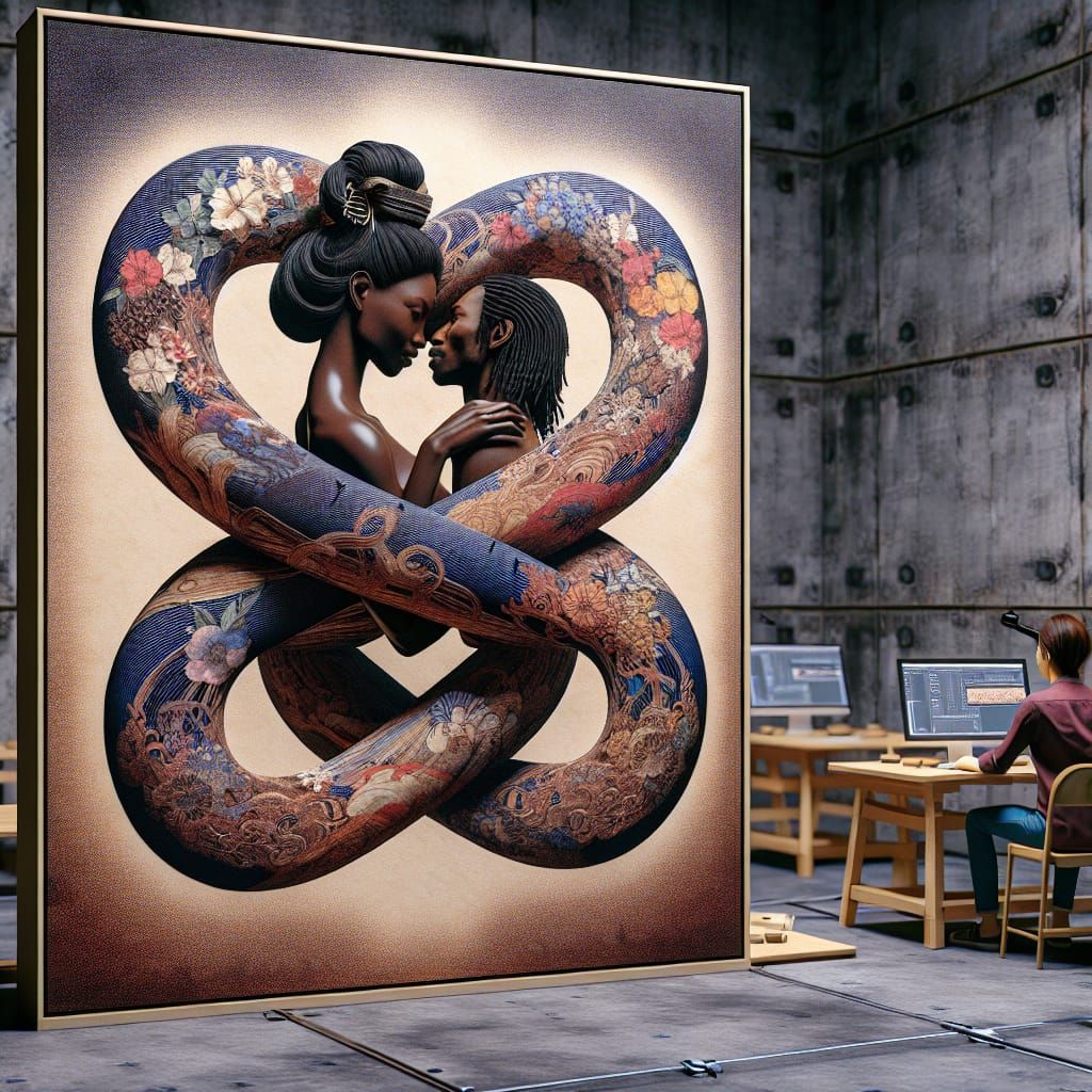 Tender African American Couple Entwined in Infinity Symbol